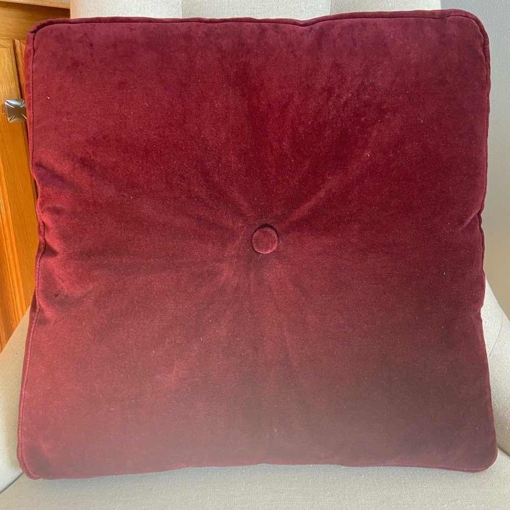 Pottery Barn square wine velour pillow.